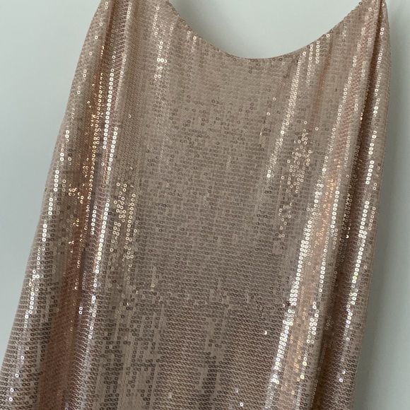 Zara Sequin Spaghetti Strap Low Back Slip Dress Blush Nude S/4 - Picture 6 of 13